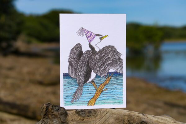 Little Pied Comorant Bird Greeting Card