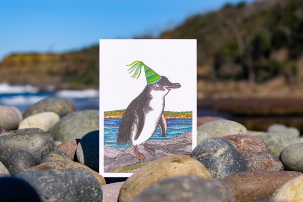 Little Penguin Card by the beach